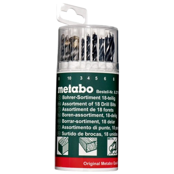 Набір свердл Metabo 18 предм 1 x Ø 3/4/5/6/8/10 мм (627190000)
