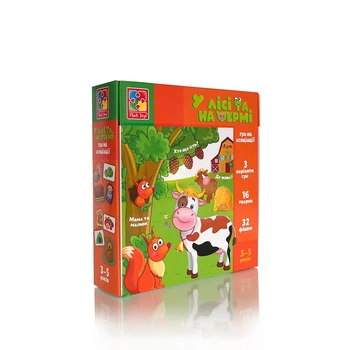 Развивающая мини-игра Vladi Toys для детей "В лесу и на ферме", карточки с животными и едой VT1804-46