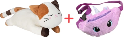 Набор Игрушка мягконабивная Inka Toys Ленивый кот 22х55х21 см + Сумочка детская Maya Toys Единорог Фиолетовый (4820266221256/6902241802006-1)