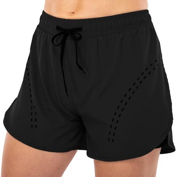 Cпортивные шорты женские короткие двойные Zelart 12208 размер XL (170-175см) Black