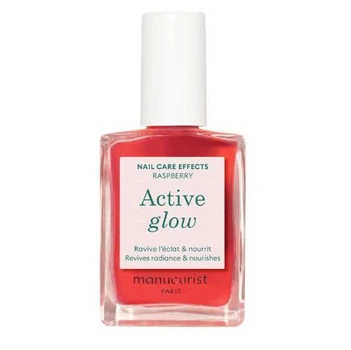 Лак для ногтей Active Glow Manucurist Raspberry – лечебное цветное покрытие с маслом миндаля, 15мл
