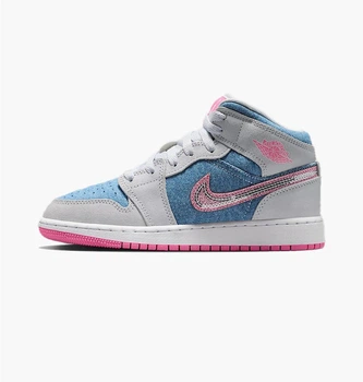 Кросівки дитячі Jordan 1 Mid Se (Gs) Grey/Blue 35.5 Синій HQ1999-400