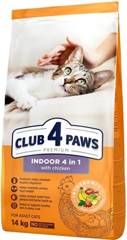 Сухой корм для взрослых кошек Club 4 Paws (Клуб 4 Лапы) Премиум. Для кошек, живущих в помещении 4 в 1 14 кг (4820083909436)(B4630201)