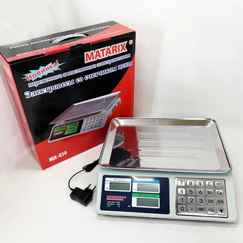 Электронные торговые весы с ценосчетчиком до 50 кг Matarix MX-414