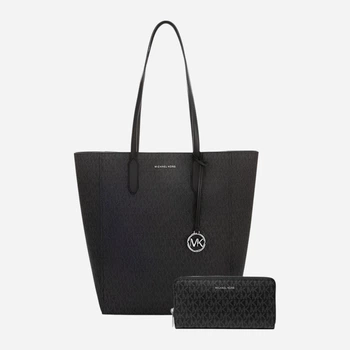 Набор сумка шоппер + кошелек женский из искусственной кожи Michael Kors 911849004 Черный (1159845963)