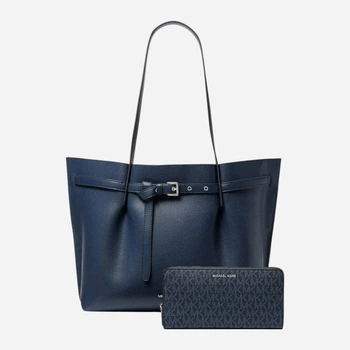 Набор сумка шоппер + кошелек женский из натуральной кожи Michael Kors 748494982 Синий (1159846026)