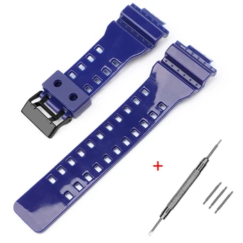 Ремінець для Casio G-Shock GA-100/110/120 Dark Blue-Glossy BK Watch Strap