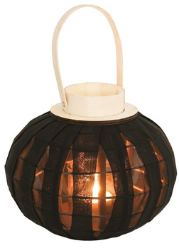 Lampion Home Styling Collection na świecę drewniany czarny 22 cm (8720573059985)