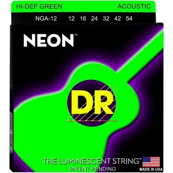 Струны для акустической гитары DR NGA-12 Hi-Def Neon Green K3 Coated Medium 12/54