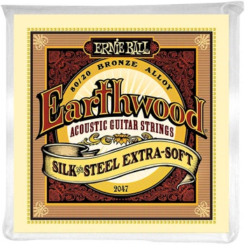 Струны для акустической гитары Ernie Ball 2047 Earthwood 80/20 Bronze Silk and Steel Extra Soft 10/50