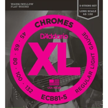 Струны для бас-гитары D'Addario ECB81-5 Chromes Flatwound Regular Light 45/132