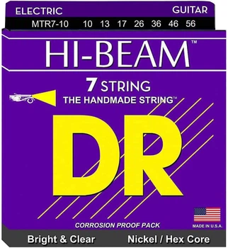 Струны для электрогитары DR MTR7-10 Hi-Beam Nickel Plated Hex Core Medium 7 Strings 10/56