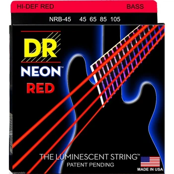 Струни для бас-гітари DR NRB-45 Hi-Def Neon Red K3 Coated Medium Bass 4-Strings 45/105