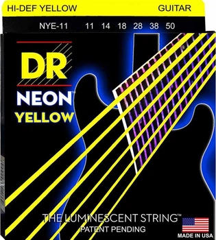 Струни для електрогітари DR NYE-11 Hi-Def Neon Yellow K3 Coated Heavy Electric Guitar Strings 11/50