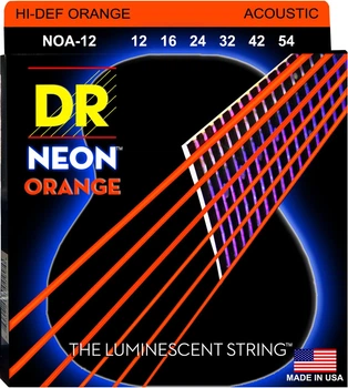 Струны для акустической гитары 6 шт DR NOA-12 Hi-Def Neon Orange K3 Coated Medium Acoustic Guitar Strings 12/54
