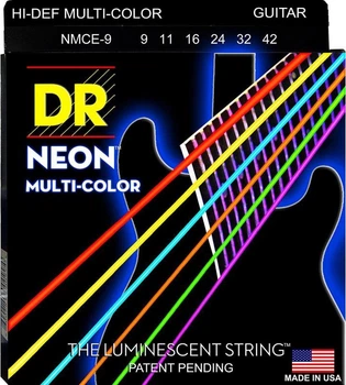 Струны для электрогитары DR NMCE-9 Hi-Def Neon Multi-Color K3 Coated Light Electric Guitar Strings 9/42