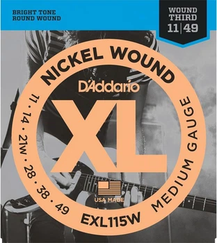 Струни для електрогітари D'Addario EXL115W Nickel Wound 3rd Medium/Blues-Jazz Rock 11/49