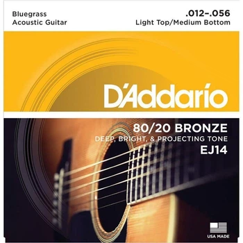 Струны для акустической гитары D'Addario EJ14 80/20 Bronze Light Top/Medium Bottom 12/56