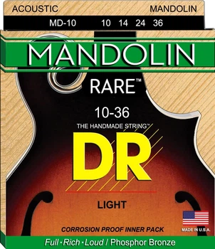 Струны для мандолины DR MD-10 Rare Phosphor Bronze Light 10/36