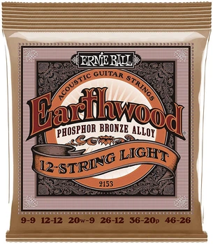 Струны для акустической гитары Ernie Ball 2153 Earthwood Phosphor Bronze 12-String Light 9/46