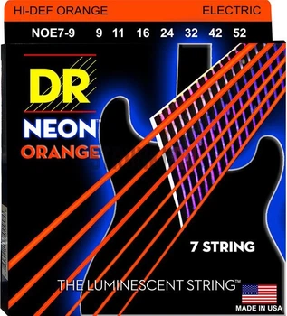 Струны для электрогитары DR NOE7-9 Hi-Def Neon Orange K3 Coated Light 7-String 9/52