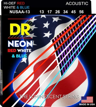 Струны для акустической гитары DR NUSAA-13 Def Neon Red White & Blue Medium 13/56