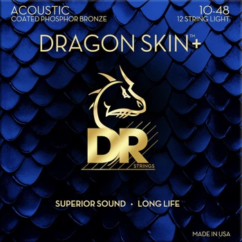 Струны для акустической гитары DR DAP-10/12 Dragon Skin+ Acoustic Phosphor Bronze 12 Strings Light 10/48