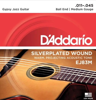 Струны для акустической гитары D'Addario EJ83M Silverplated Wound Medium Gypsy Jazz 11/45