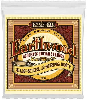 Струны для акустической гитары Ernie Ball 2051 Earthwood 80/20 Bronze Silk and Steel Extra Soft 12 Strings 9/46