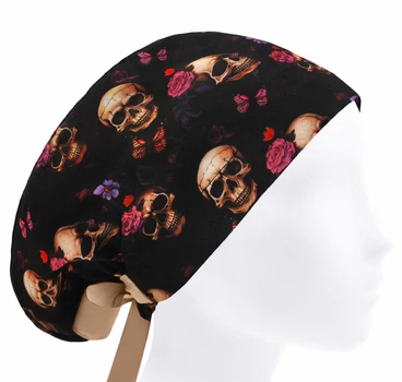 Медична шапочка жіноча HeadwearUniverse універсальна принт Череп з квітами