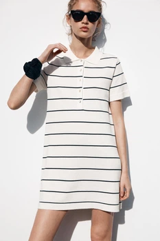 Коротка трикотажна сукня у смужку Zara 5536/028 XS Біла (05536028104XS)