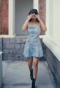 Джинсова сукня trf із бантовими складками Zara 3607/281 XS Блакина (03607281400XS)