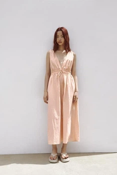 Нейлонова сукня міді з відкритою спиною Zara 7901/218 L Персикова (07901218643L)