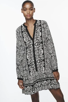 Коротка чорно-біла сукня в принт Zara 9878/227 XS Чорна, Біла (09878227070XS)