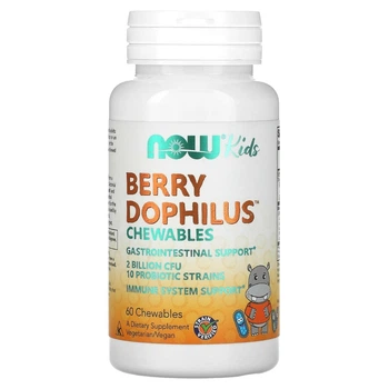 Пробиотики Now Foods Пробиотики для детей 2 млрд КОЕ вкус ягод Berry Dophilus 60 жевательных таблеток