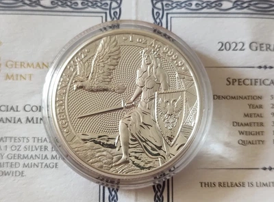 Серебряная монета раунд GERMANIA 2022 с сертификатом от Germania Mint