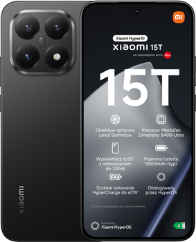 Smartfon Xiaomi 15T 12/512GB Black (MZB0KYPEU)