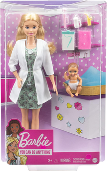 Lalka Mattel Barbie Pediatra z bobasem i akcesoriami tematycznymi (GVK03) (887961928068)