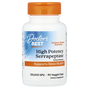 Серрапептаза высокой эффективности 120000 SPU High Potency Serrapeptase Doctor's Best 90 капсул