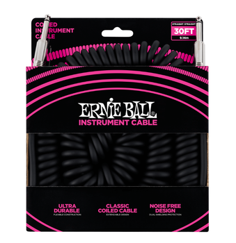 Кабель инструментальный Ernie Ball 6044 Coiled Instrument Cable Straight/Straight - Black 9м (30ft)