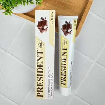Детская зубная паста PRESIDENT JUNIOR CHOCO ксилит и фтор 950 ppm (от 6 лет) шоколад 50 мл