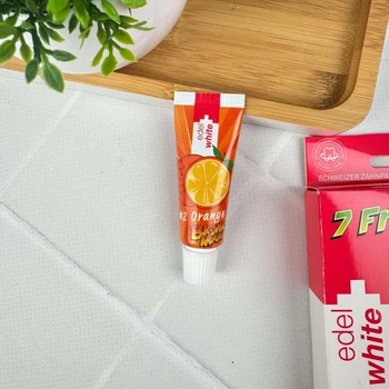 Детская зубная паста Edel White 7 фруктов от 0 до 6 лет (вкус апельсина) 9,4 мл