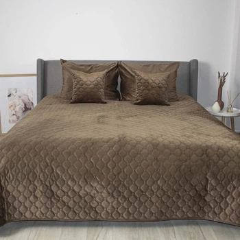 Покрывало евро ТЕП Velour Ромб круглый 4-00518_33945 240х260 см кофейное
