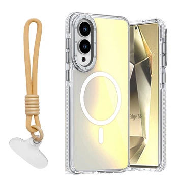 Чехол Omeve Chameleon для Samsung Galaxy S25 Edge с поддержкой MagSafe и шнурком серебристый