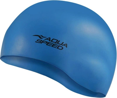Шапка для плавания Aqua Speed темно-синяя 100% силикон для бассейна унисекс эластичная