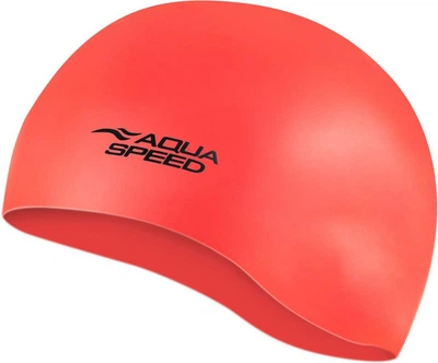 Шапка для плавания Aqua Speed ярко-красная силиконовая унисекс для бассейна защита от воды