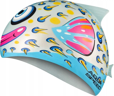 Шапка для плавания Aqua Speed ZOO FISH серый детская силиконовая шапочка для защиты волос под водой