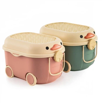 Комплект великих ящиків для зберігання іграшок POPPET Каченята, на колесах, Оранж+Грін (PP-001-OG)