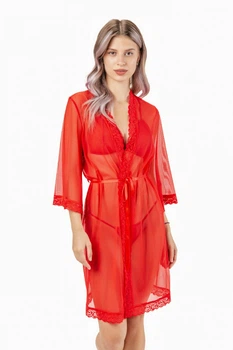 Халат-пеньюар женский из прозрачной сеточки Felisiya Lingerie Красный 93с-100 S