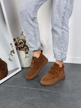 Ботинки зимние женские Paradize Shoes B-5527 рыжие 38 (24,6 см) замшевые